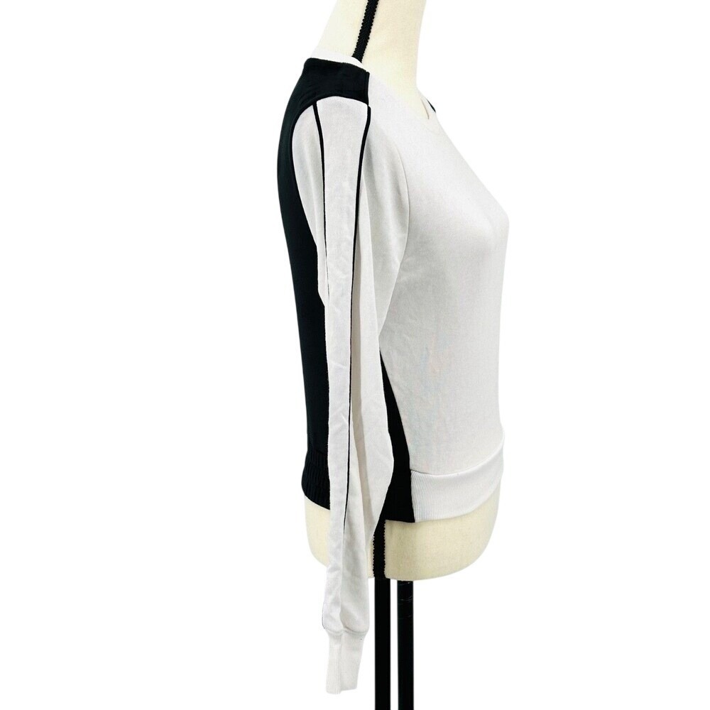 Garage Velour ColorBlock Knit Top Long Sleeve Women's Small White & Black NWT - Picture 3 of 10